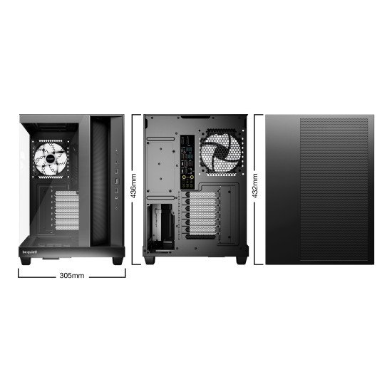 be quiet! Light Base 500 Noir | Boîtier PC ARGB vitré, Mini ITX / Micro ATX / ATX, 4 ventilateurs Light Wings LX 120 mm