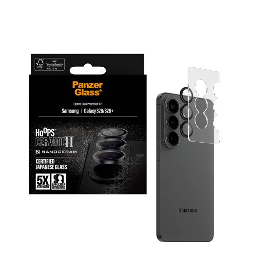 PanzerGlass ® Hoops® Ceramic II Camera Lens Protector Samsung Galaxy S26 | S26+ Protection d'écran transparent 1 pièce(s)