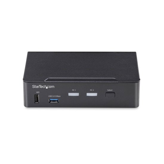 StarTech.com Switch KVM DisplayPort 2 Ports, 4K 60 Hz, DP 1.2, Gestion EDID, Hub USB 3.0 2 Ports, 4 Ports USB HID, Conforme TAA