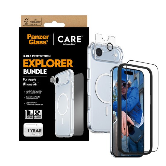 PanzerGlass ® | CARE by ® 3-in-1 Flagship Explorer Bundle iPhone Air Protection d'écran transparent Apple 1 pièce(s)