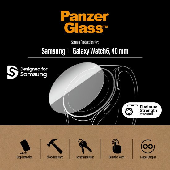 PanzerGlass Samsung Galaxy Watch 6 Classic 43mm Transparent Verre trempé, Polyéthylène téréphthalate (PET)