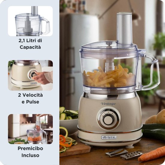 Ariete Vintage Line 1781/03 robot de cuisine 1000 W 2,1 L Beige