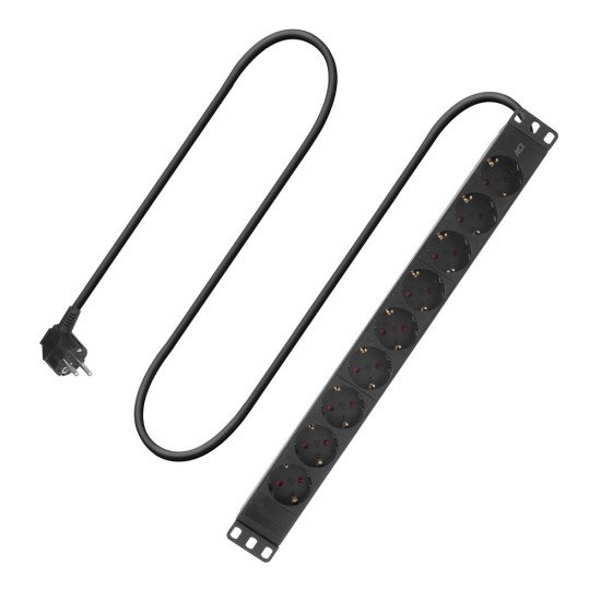 ACT Rallonge PDU 19" CEE7/7 avec 9 prises de type E, 3m H05VV-F 3G1.5 ACT Rallonge PDU 19" CEE7/7 avec 9 prises de type E, 3m H05VV-F 3G1.5
