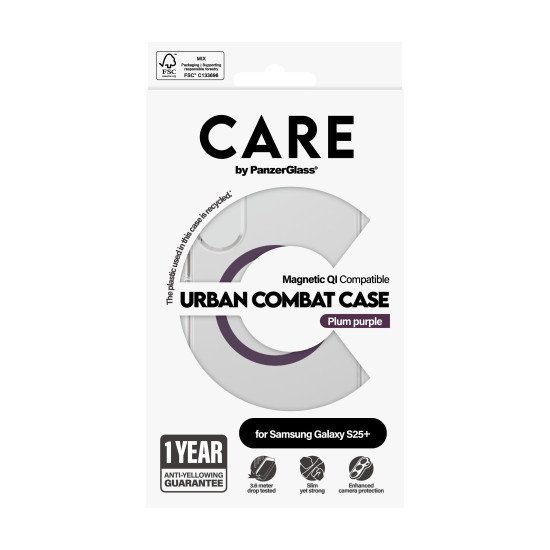PanzerGlass CARE by ® Flagship Case Transparent Urban Combat w. Plum Purple Qi Compatible Samsung Galaxy S25+ coque de protection pour téléphones portables Housse PanzerGlass CARE by ® Flagship Case Transparent Urban Combat w. Plum Purple Qi Compatible Samsung Galaxy S25+ coque de protection pour téléphones portables Housse