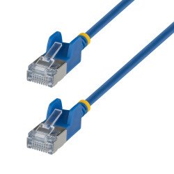 StarTech.com Câble Ethernet CAT6a Ultrafin Bleu de 1,5m, Sans Accroc, FTP, Fil de Cuivre Nu Pur, Cordon Patch Réseau RJ45 fin 34AWG, Testé par Fluke Channel