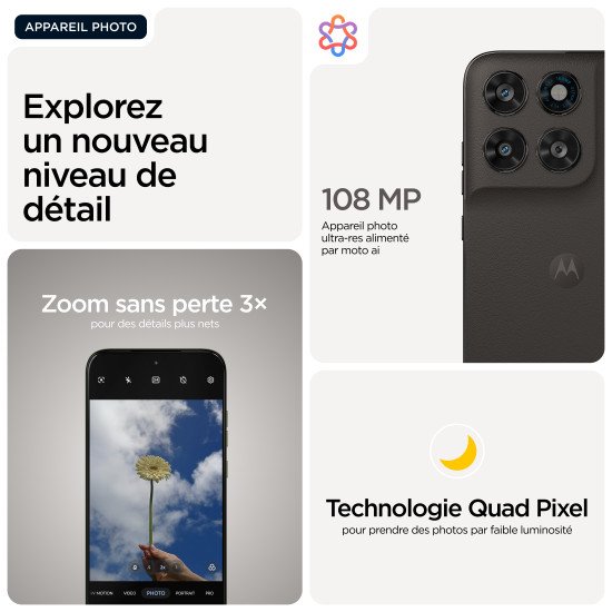 Motorola moto g77 17,3 cm (6.8") Double SIM hybride Android 16.0 5G USB Type-C 8 Go 256 Go 5200 mAh Noir