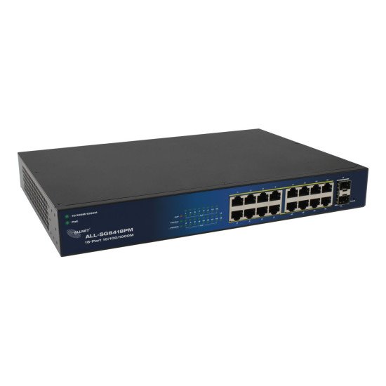 ALLNET ALL-SG8418PM commutateur réseau Géré Gigabit Ethernet (10/100/1000) Connexion Ethernet POE 19U Noir