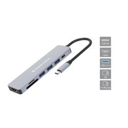 Conceptronic DONN19G station d'accueil Avec fil USB 3.2 Gen 1 (3.1 Gen 1) Type-C Gris