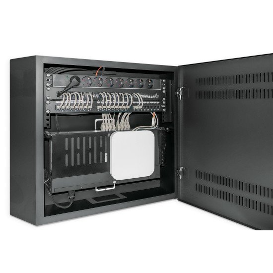Intellinet Coffret mural 19" extra-plat avec rails 4U horizontaux et 2U verticaux, profondeur 170 mm, idéal AV/multimédia/surveillance, assemblé, noir RAL 7021