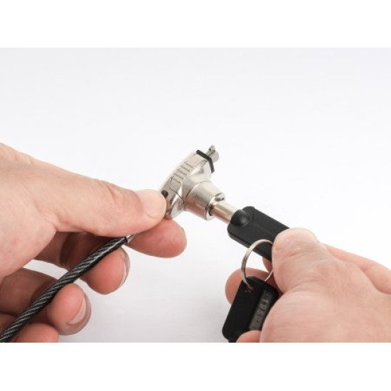 Manhattan Câble antivol pour ordinateur portable (Nano) avec 2 clés, compatible avec encoche Nano, câble de 1,5 m, acier avec gaine PVC transparente, garantie à vie