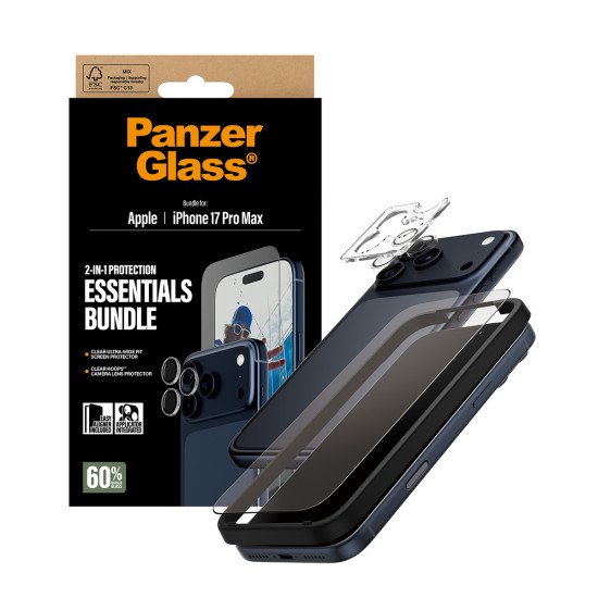 PanzerGlass ® 2-in-1 Essentials Bundle iPhone 17 Pro Max Protection d'écran transparent Apple 1 pièce(s)