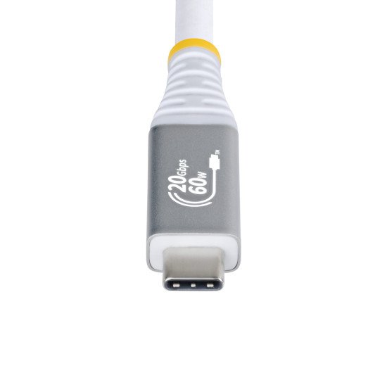 StarTech.com Câble USB4 de 3 m, 20 Gbit/s, Câble USB-C Certifié USB-IF, 60 W PD, 4K 120 Hz DP 1.4, Gaine en TPE, Cordon USB-C Blanc