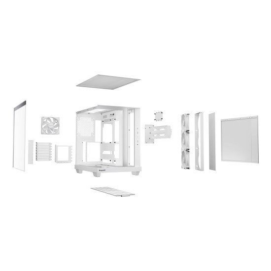 be quiet! Light Base 500 Blanc | Boîtier PC ARGB vitré, Mini ITX / Micro ATX / ATX, 4 ventilateurs Light Wings LX 120 mm