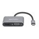 Manhattan Dock/hub USB-C, 4 ports : HDMI, USB-A, USB-C et VGA, avec Power Delivery (PD) 87 W - nécessite un chargeur USB-C externe (non inclus). Alimenté par USB (aucune alimentation externe requise) lorsque le PD n'est pas utilisé, aluminium