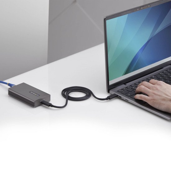 StarTech.com Adaptateur USB4 vers Ethernet, 10GbE, Multi-Gigabit, Compatible Thunderbolt, Carte Réseau 10GBASE-T/5G/2,5G, Adaptateur Ethernet 10G, Câble USB4 de 0,5m, Win/Mac, TAA