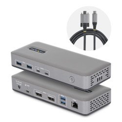 StarTech.com Station d'Accueil USB-C à Deux Écrans, DisplayPort, 4K 60Hz, Recharge d'Ordinateur Portable 100 W, 1 GbE, Sans Pilote, Station d'Accueil Multi-Écrans pour Windows