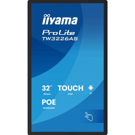 iiyama TW3226AS-B3P Écran d'affichage dynamique Écran plat interactif 80 cm (31.5") LED Wifi 500 cd/m² Full HD Noir Écran tactile Intégré dans le processeur Android 14 24/7