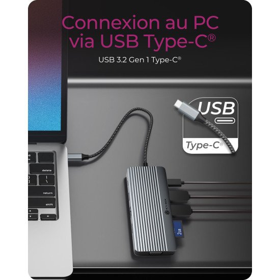 ICY BOX IB-DK4040a-CPD Avec fil USB 3.2 Gen 1 (3.1 Gen 1) Type-C Aluminium, Argent