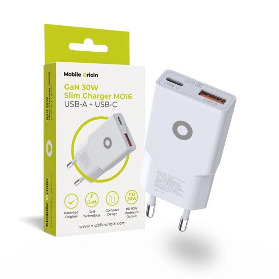 Mobile Origin MO-GAN30W-MO16 chargeur d'appareils mobiles Universel Blanc USB Charge rapide Intérieure