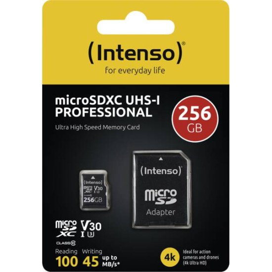Intenso 3433492 mémoire flash 256 Go MicroSDXC UHS-I Classe 10 Intenso 3433492 mémoire flash 256 Go MicroSDXC UHS-I Classe 10