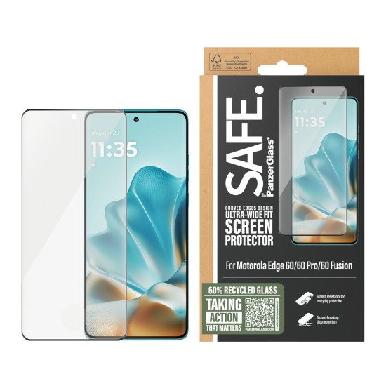 PanzerGlass SAFE. by ® Screen Protector Motorola Edge 60 | 60 Pro | 60 Fusion | Ultra-Wide Fit Protection d'écran transparent 1 pièce(s)