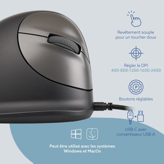 R-Go Tools RGOHBRSWDBL souris Droitier Optique 2400 DPI