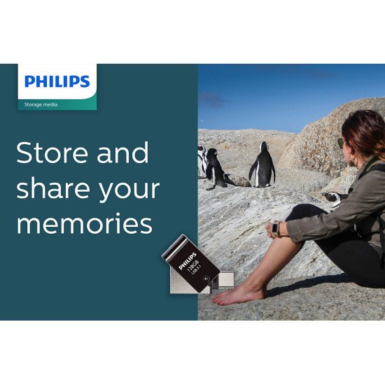 Philips FM12DC152B/00 lecteur USB flash 128 Go USB Type-A 3.2 Gen 1 (3.1 Gen 1) Noir, Argent