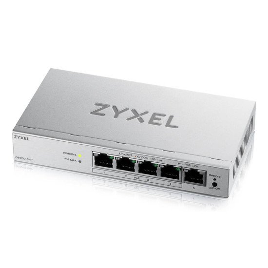 Zyxel GS1200-5HPV3 Géré L2 Gigabit Ethernet (10/100/1000) Connexion Ethernet POE Bureau Gris