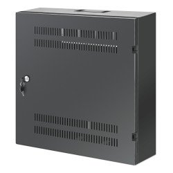 Intellinet Coffret mural 19" extra-plat avec rails 4U horizontaux et 2U verticaux, profondeur 170 mm, idéal AV/multimédia/surveillance, assemblé, noir RAL 7021