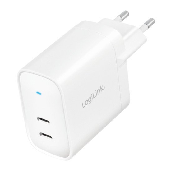 LogiLink PA0282 chargeur d'appareils mobiles Téléphone portable, Tablette Blanc Secteur Charge rapide Intérieure