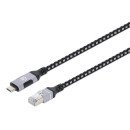 Manhattan Câble USB-C vers réseau Gigabit RJ45 (10/100/1000), 2 m, Ethernet multi-gigabit, noir/argent, garantie 3 ans