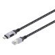 Manhattan Câble USB-C vers réseau Gigabit RJ45 (10/100/1000), 2 m, Ethernet multi-gigabit, noir/argent, garantie 3 ans