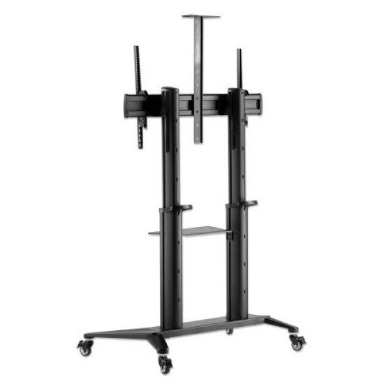 Manhattan Support sur roulettes pour TV/moniteurs, écrans 70" à 120", Compatibilité VESA : de 200x200 à 1000x600 mm (vérifiez les dimensions des quatre trous de fixation à l'arrière), charge max. 140 kg, hauteur réglable 1250–1600 mm