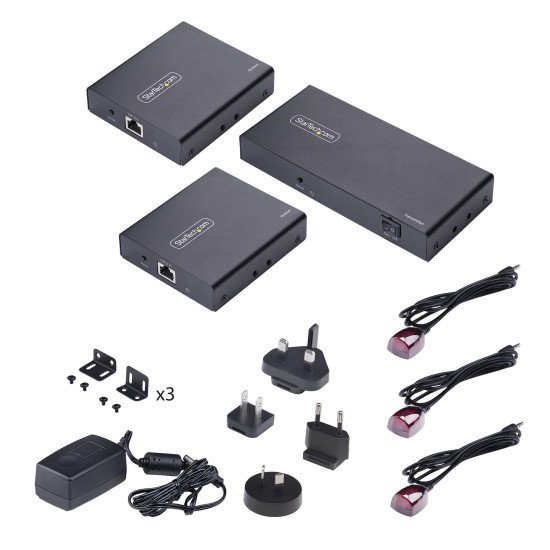 StarTech.com Rallonge et Répartiteur HDMI 2 Ports sur CAT6, 4K 60 Hz, Jusqu'à 70 m, Kit de Distribution HDMI 1x2 sur Ethernet avec IR et Alimentation par Câble