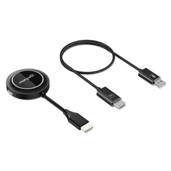 Manhattan Kit de présentation sans fil HDMI 1080p, ensemble de 2 pièces avec récepteur HDMI et émetteur HDMI type dongle, pour diffusion vidéo sans fil depuis un ordinateur portable, une tablette ou un smartphone vers un téléviseur ou un projecteur HDMI, 