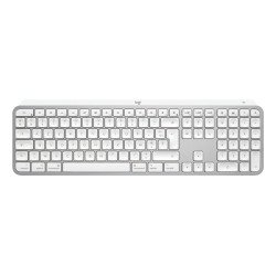 Logitech Master MX Keys S for Mac clavier Bureau RF sans fil + Bluetooth AZERTY Français Aluminium, Blanc