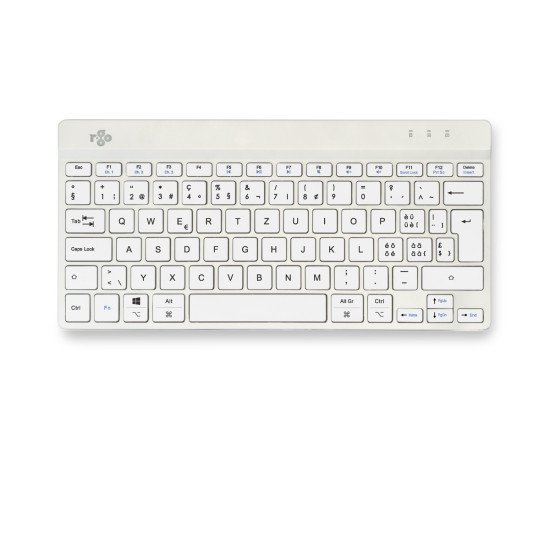 R-Go Tools Clavier ergonomique R-Go Compact Break, clavier compact avec logiciel de pause,QWERTZ (CH), Bluetooth, blanc