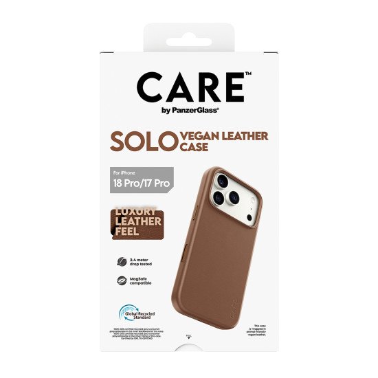 PanzerGlass CARE™ by ® Solo Vegan Leather Case Brown w. MagSafe iPhone 2026 Pro | 17 Pro coque de protection pour téléphones portables Housse Marron