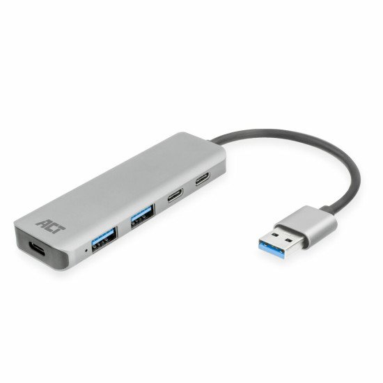 ACT AC6125 hub & concentrateur USB 3.2 Gen 1 (3.1 Gen 1) Type-A 5000 Mbit/s Gris