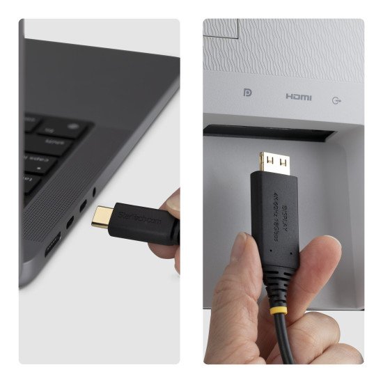 StarTech.com Câble Adaptateur USB-C vers HDMI de 1m, Connecteur HDMI à Verrouillage, 4K 60Hz, Compatible Thunderbolt, HDR, Câble Unidirectionnel pour MacBook, Dell, HP, Lenovo