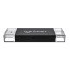 Manhattan Lecteur/enregistreur de cartes multiformat USB-A/USB-C, 5 Gbps (USB 3.0), connecteur mâle vers emplacements microSD et SD/MMC, format mini, compatible avec Windows ou Mac, noir/translucide, garantie de 3 ans