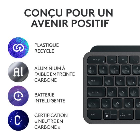 Logitech MX Keys S Combo clavier Souris incluse RF sans fil + Bluetooth AZERTY Belge Graphite