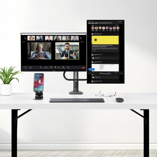 StarTech.com Bras pour Double Moniteur avec Barre Transversale, Écrans Jusqu'à 27", VESA 75x75/100x100, Max 15kg, Pince en C, Entièrement Articulé, Ressort Mécanique, TAA