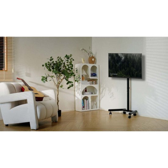 Manhattan Chariot pour TV/moniteurs, écrans 13"–42", Compatibilité VESA : de 75x75 à 200x200 mm (vérifiez les dimensions des quatre trous de fixation à l'arrière), charge max. 20 kg, 6 hauteurs, support