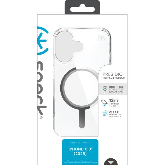 Speck Presidio Perfect Clear + MS Apple iPhone 17 Clear - with Microban coque de protection pour téléphones portables 16 cm (6.3") Housse Transparent