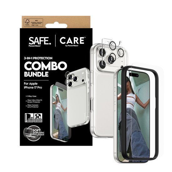 PanzerGlass SAFE. | CARE by ® 3-in-1 Fashionable Combo Bundle iPhone 17 Pro Protection d'écran transparent Apple 1 pièce(s)