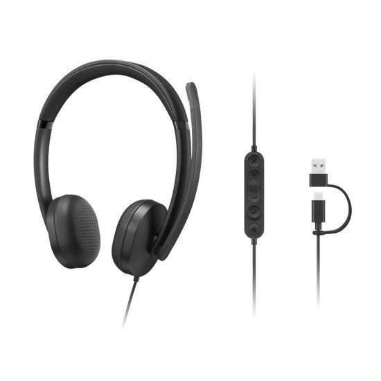 Lenovo VoIP Headset 5000 Casque Avec fil Arceau Bureau/Centre d'appels USB Type-C Noir