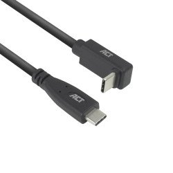 ACT Câble USB 3.0 10 Gbit/s 60 W USB Type-C (droit) vers USB Type-C (coudé vers le haut/bas), 0,5 mètre ACT Câble USB 3.0 10 Gbit/s 60 W USB Type-C (droit) vers USB Type-C (coudé vers le haut/bas), 0,5 mètre