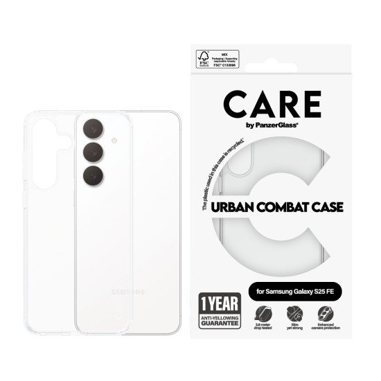PanzerGlass CARE™ by ® Urban Combat Case Samsung Galaxy S25 FE 5G coque de protection pour téléphones portables Housse Transparent