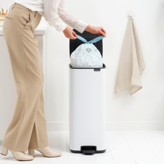 Brabantia Bo Pedal Bin 30 L Rectangulaire Acier Blanc